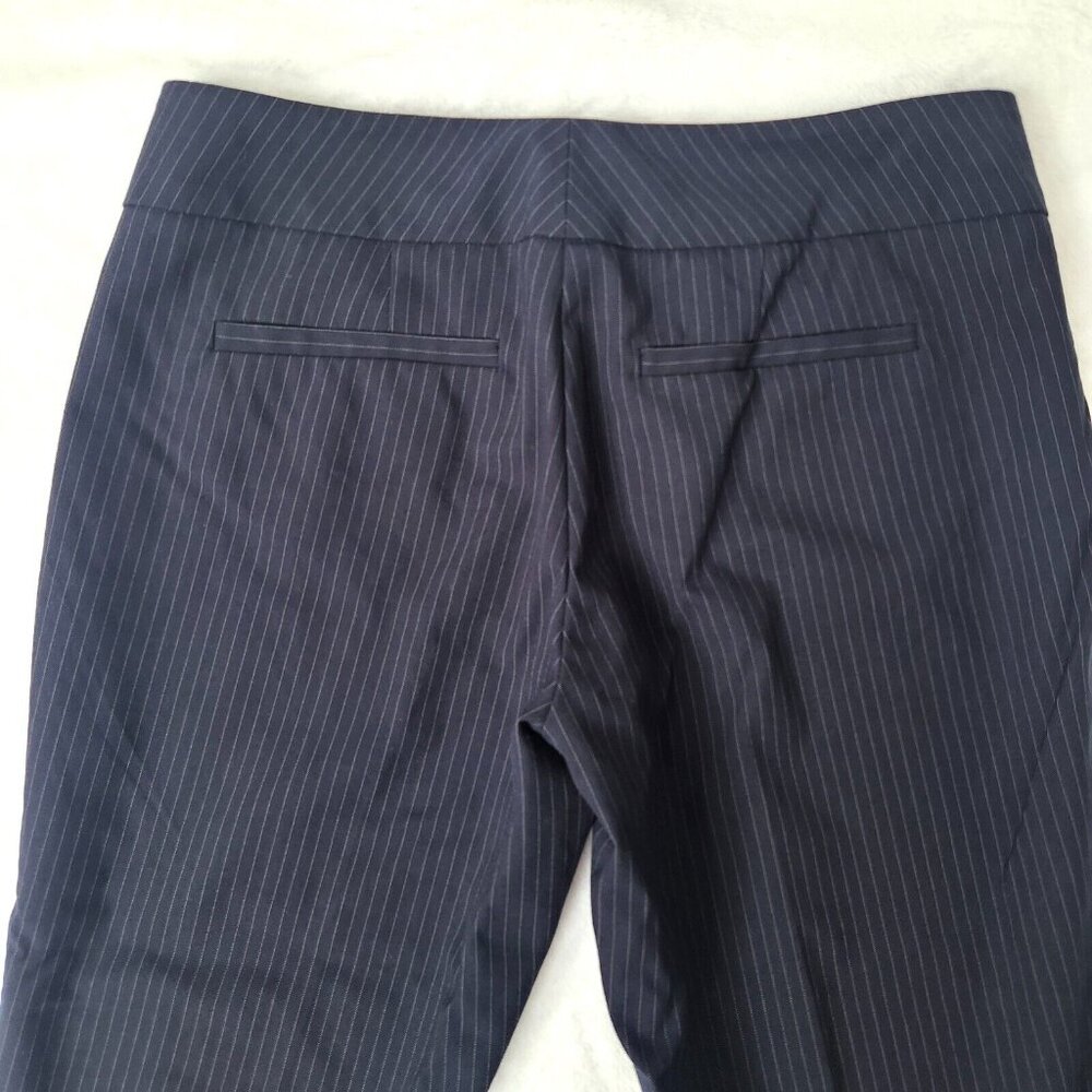 Y2K New York & Company Pinstripe Trouser Cropped Pants Size 2 Navy Blue Stretch - Picture 6 of 13
